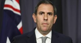 Treasurer Dr Jim Chalmers at a press conference at Parliament House in Canberra on Monday 13 October 2025. fedpol Photo: Alex Ellinghausen