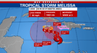 Tropical Storm Melissa to strengthen Friday: NHC