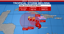 Tropical Storm Melissa to strengthen Friday: NHC