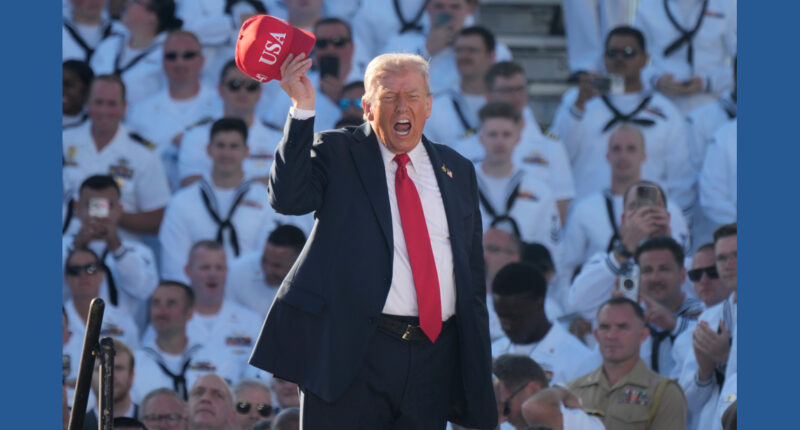 Trump doesn't let shutdown interfere with celebrating Navy's 250th anniversary at rally-like event