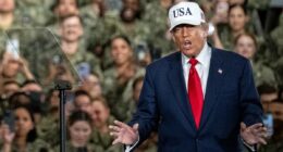 Trump tells sailors they're too 'good looking' in wild speech on US aircraft carrier with Japanese PM