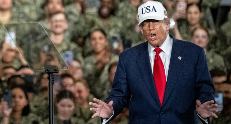 Trump tells sailors they're too 'good looking' in wild speech on US aircraft carrier with Japanese PM