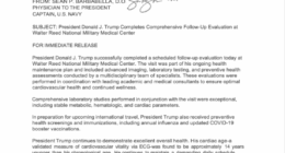 Trump's physical results released, got COVID shot ahead of Middle East trip