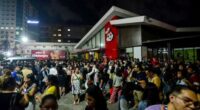 People gather on a street after earthquake tremors at Cebu in central Philippines on September 30.