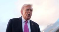 President Donald Trump speaks to reporters after arriving on Air Force One, Friday, Oct. 17, 2025, at Palm Beach International Airport in West Palm Beach, Fla.