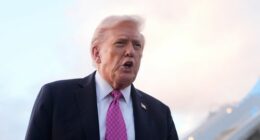 President Donald Trump speaks to reporters after arriving on Air Force One, Friday, Oct. 17, 2025, at Palm Beach International Airport in West Palm Beach, Fla.
