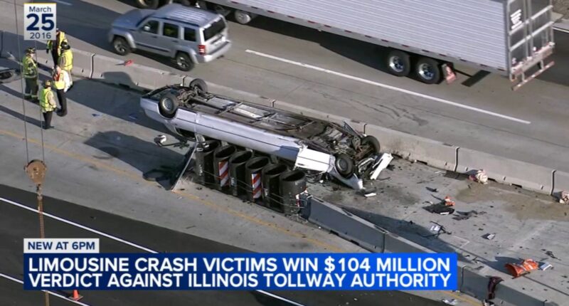 Victims of deadly 2016 limo rollover crash on I-90 near Elgin win $104M verdict against Illinois State Toll Highway Authority