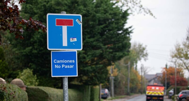 Villagers put up Spanish road signs to warn off foreign lorry drivers