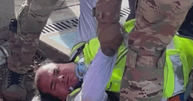 A blind man was dragged and arrested by federal agents at the ICE facility in Portland, October 2025 (KOIN)