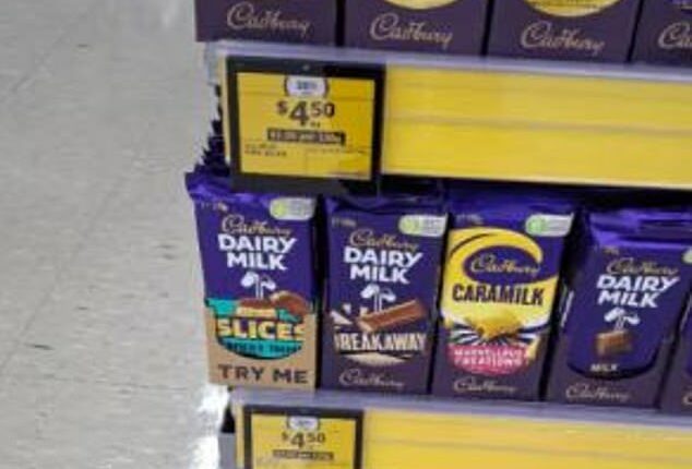 The shopper found the Cadbury block of chocolate for sale for NZD$4.50 at a Woolworths in New Zealand
