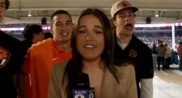 Young female reporter is brought to tears by men screaming on live TV