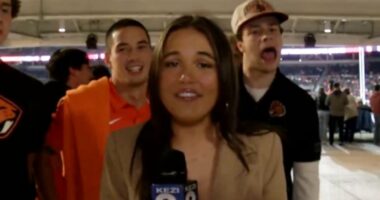 Young female reporter is brought to tears by men screaming on live TV