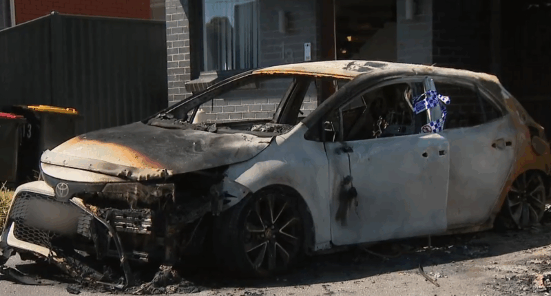 Police investigate driveway car fire as underworld attack gone wrong