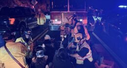 20 taken to the hospital after bus overturns on a winding road in Southern California