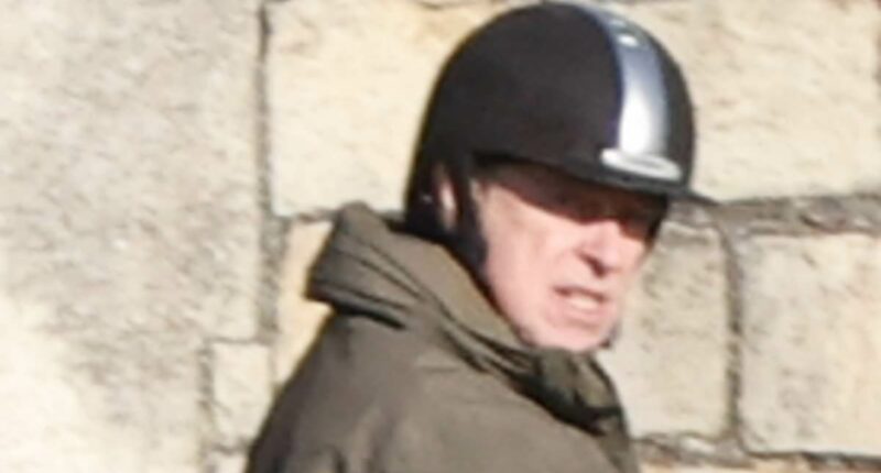 A prince no more: Andrew rides around Windsor in first appearance since being stripped of titles and kicked out of Royal Lodge