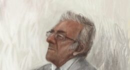 Easey Street murder accused Perry Kouroumblis, depicted in a court sketch at Melbourne Magistrates Court on October 29, 2025.