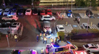 Emergency services at the scene of the crash in northern Sydney.