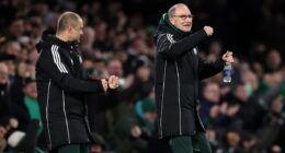 Celtic 4 Falkirk 0: Joyful reprise for O'Neill as Desmond shows up to face the music from furious fans