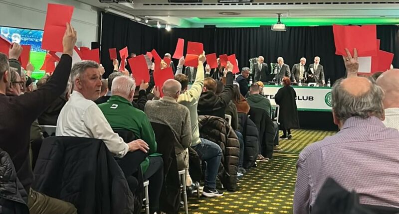 Celtic's annual general meeting ABANDONED after angry fans jeer board and wave red cards at top table