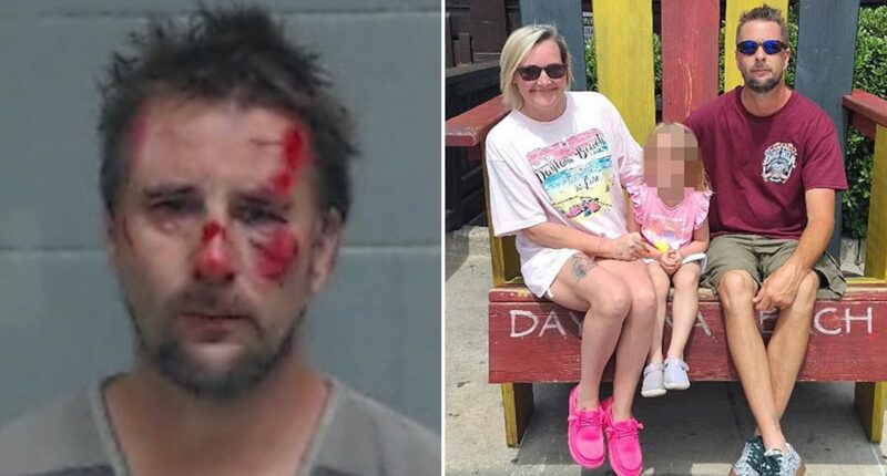 Cowardly father tries to flee police by jumping out of his moving car