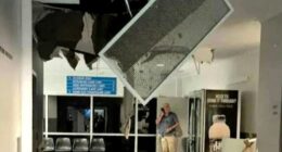Part of the ceiling collapsed at one of Darwin's major hospitals, Royal Darwin Hospital as Cyclone Fina smashed the city.