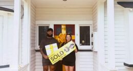 Former NRL player Manu Vatuvei has unveiled that he is about to step into an exciting new chapter in his life, revealing that he and his partner Eva, have bought a house (pictured)