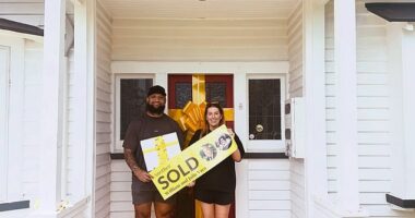 Former NRL player Manu Vatuvei has unveiled that he is about to step into an exciting new chapter in his life, revealing that he and his partner Eva, have bought a house (pictured)