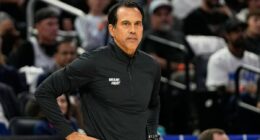 Distraught Miami Heat coach Erik Spoelstra watches on helplessly as his home burns to the ground in huge overnight fire