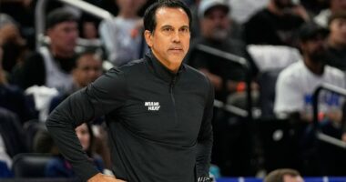Distraught Miami Heat coach Erik Spoelstra watches on helplessly as his home burns to the ground in huge overnight fire