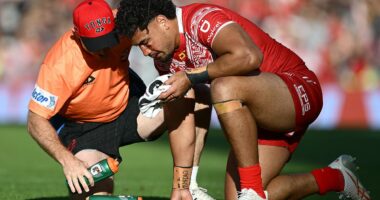 Family of footy star who underwent emergency brain surgery after suffering three head knocks on the pitch provide crucial update on his condition