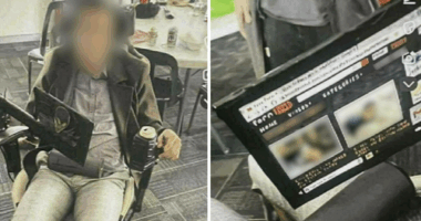 A player was in a wheelchair with a mock-up of a communication system that had doctored images of a fake pornographic website on it as part of the Osborne Park Football Club's "Silly Sunday" celebrations at Robinson Reserve in August.