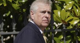 Britain's Prince Andrew leaves after attending the Easter Matins Service at St George's Chapel at Windsor Castle in Windsor, England, Sunday April 9, 2023. (Yui Mok/Pool via AP)