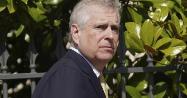 Britain's Prince Andrew leaves after attending the Easter Matins Service at St George's Chapel at Windsor Castle in Windsor, England, Sunday April 9, 2023. (Yui Mok/Pool via AP)