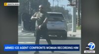 Fullerton, California police officer intervenes after ICE agent points gun at woman who recorded him in Santa Ana