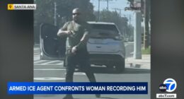 Fullerton, California police officer intervenes after ICE agent points gun at woman who recorded him in Santa Ana