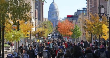 Graphic anti-ICE imagery at University of Wisconsin shows agent with bullet in head: 'Speak their language'