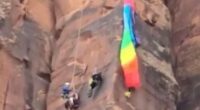 Heart-stopping rescue of BASE jumper dangling from Utah canyon