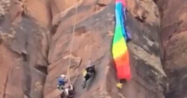 Heart-stopping rescue of BASE jumper dangling from Utah canyon