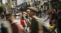 Pedestrians on Bourke Street in Melbourne.