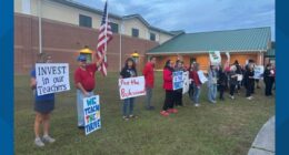 'It's time for action': Clay County teachers rally at board meeting, demanding pay raises