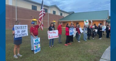 'It's time for action': Clay County teachers rally at board meeting, demanding pay raises