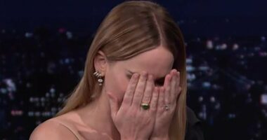 Jennifer Lawrence bursts into tears - leaving Jimmy Fallon squirming