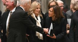 Kamala and Jill Biden forced to sit side-by-side at Cheney funeral as frosty reunion is rekindled