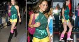 Kate Middleton's disco era! Future Queen looks unrecognisable in yellow shorts and rollerblades at a fundraiser before marrying Prince William