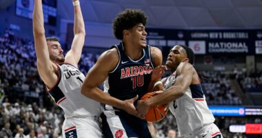 LeBron James' son Bryce watches on as No. 4 Arizona upsets No. 3 UConn 71-67