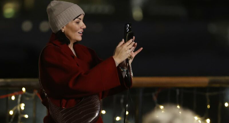 Martine McCutcheon reunites with Love Actually co-star Thomas Brodie-Sangster to film festive Google ad... and she doesn't seem seized by the Christmas spirit