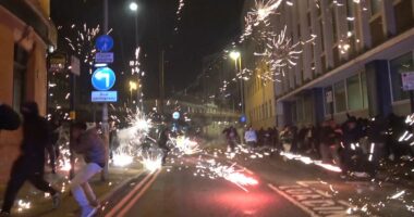 Masked Bonfire Night youths turn cities into war zones