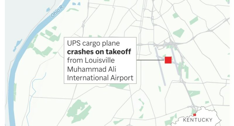 Massive fireball erupts as UPS plane crashes at Kentucky airport, leaving 7 dead