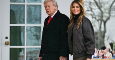 Melania Trump braves gloomy D.C. weather in oversized bomber jacket