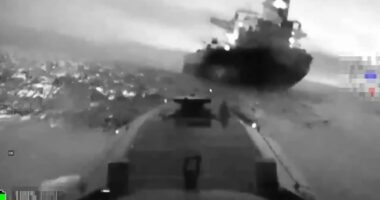 Moment deadly sea drones destroy two tankers from Putin's shadow fleet